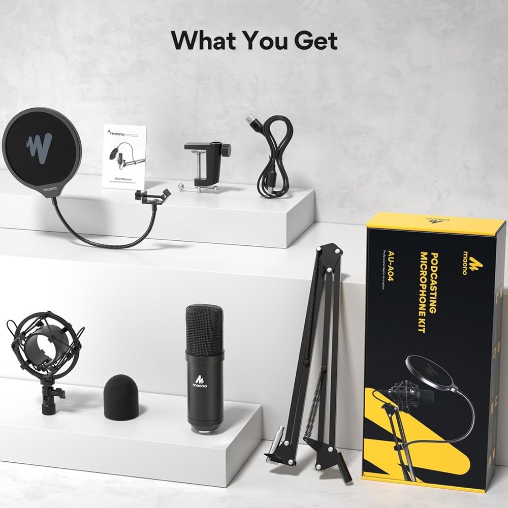 Black Podcasting Microphone Kit